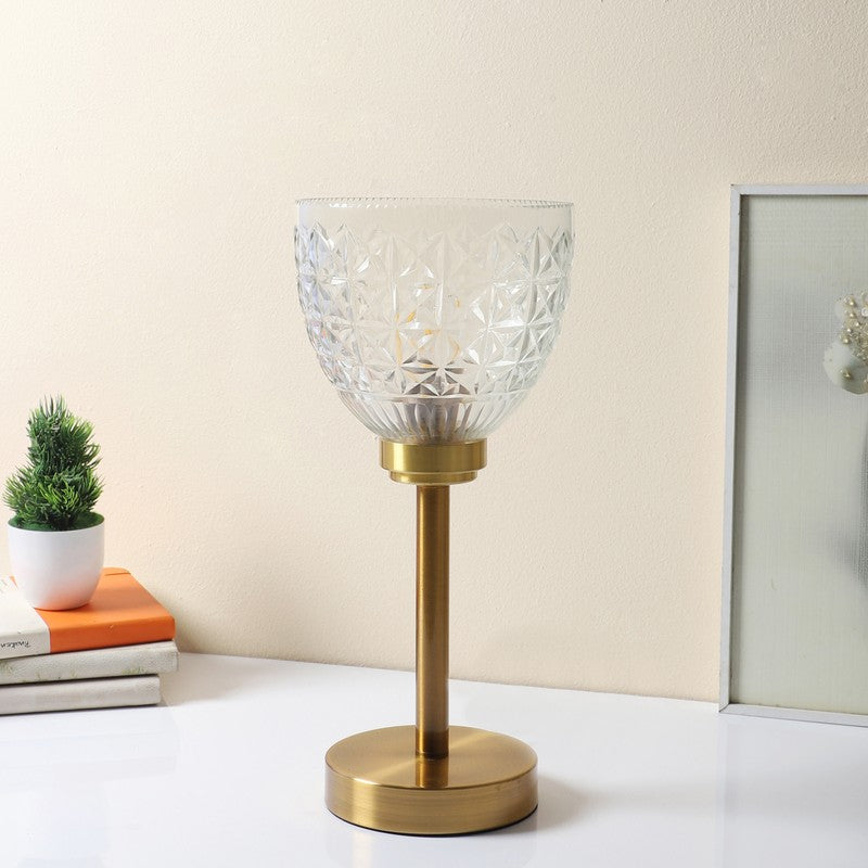 Anvora Elegant Mild Steel Table Lamp - Gold,Transparent media 4