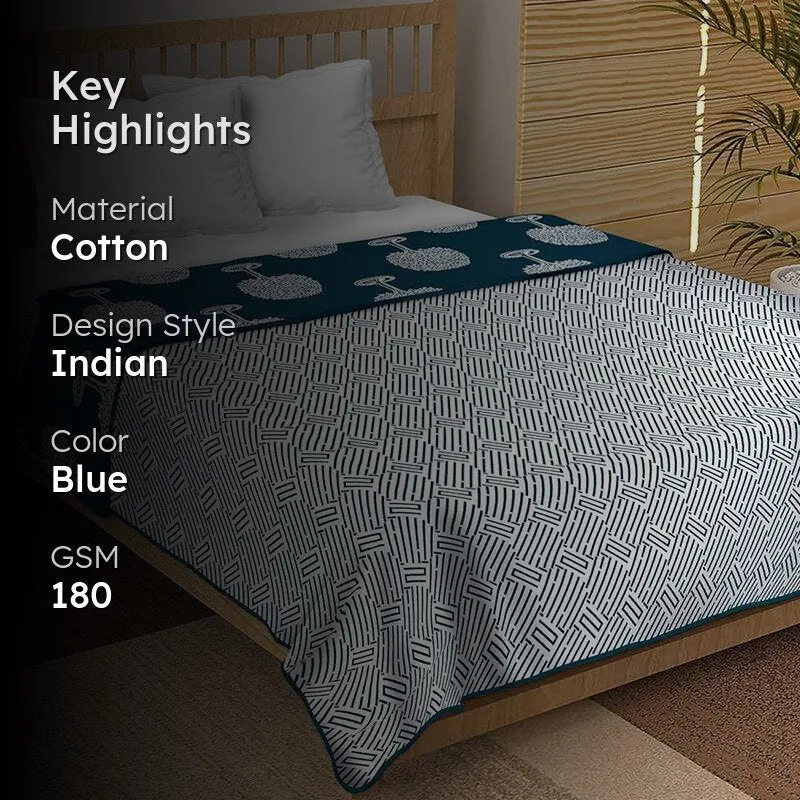 Moohina Reversible Cotton Dohar (Blue)  - 180 GSM media 2