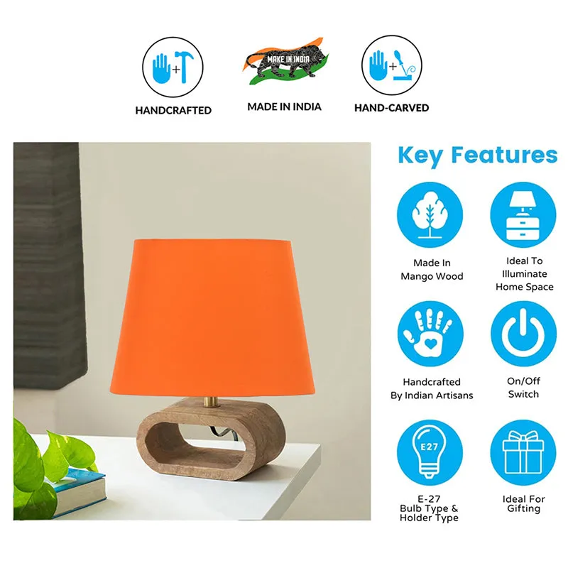 Adagio Wooden Table Lamp - Orange,Brown media 5
