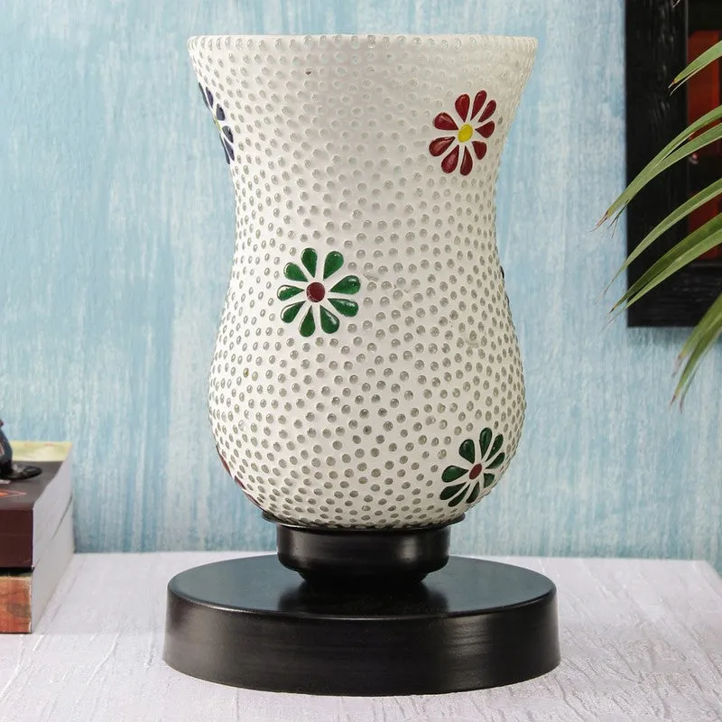Glorifire Mosaic Glass Table Lamp With Wooden Base - Multicolor media 3