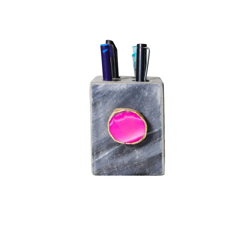Neiro Marble & Agate Stationary Holder - Pink media 4