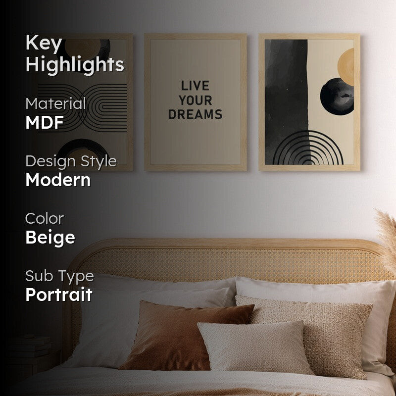 Live Your Dreams Abstract Wall Art - Set Of Three media 2
