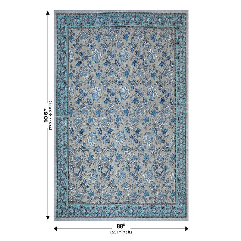 Dahlia Floral Cotton Bedsheet (Blue) - 180 TC media 4