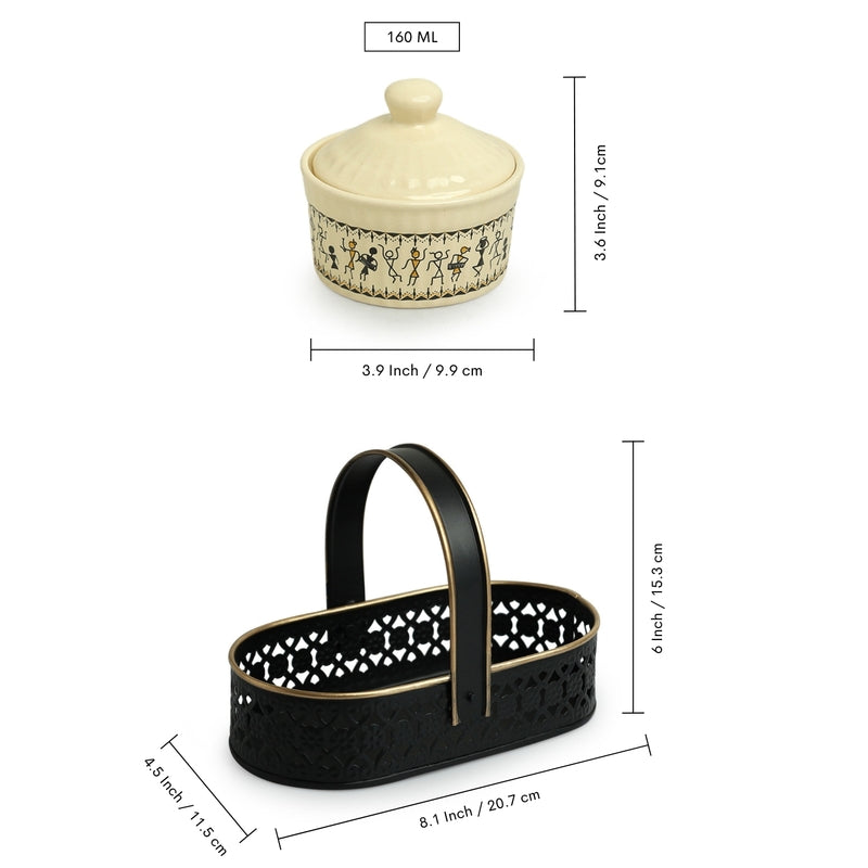 Wise Warli Handcrafted Condiment Jar (160 Ml) - Three Piece Set media 7