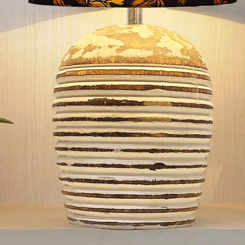 Iris Blooms Carved Fabric Table Lamp - Multicolor media 4