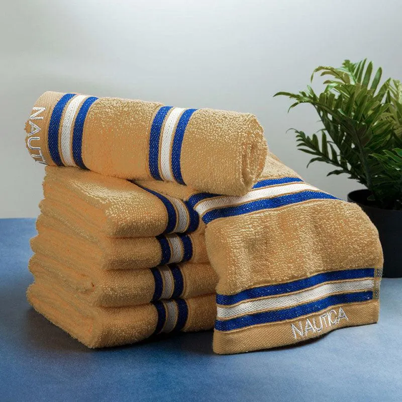 Nautica Dove Dual Down Cotton Hand Towel (Beige) - Set Of Six media 1