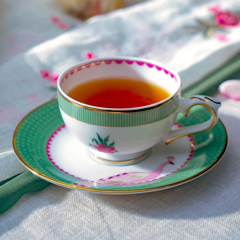 Gilded Mayura 24k Gold Brushed Porcelain Tea Cup & Saucer (280 mL) - Set of Six media 5