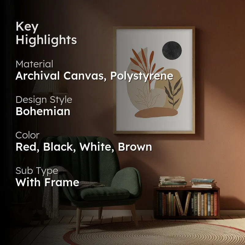 Botanical Balance Canvas Wall Painting With Brown Frame media 2