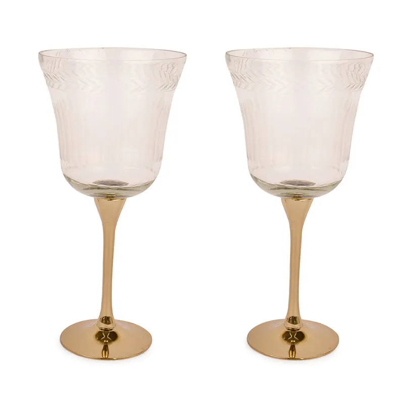 Sitarana Glass & Brass Goblet Wine Glass (Nickel/350 mL) - Set Of Two media 5