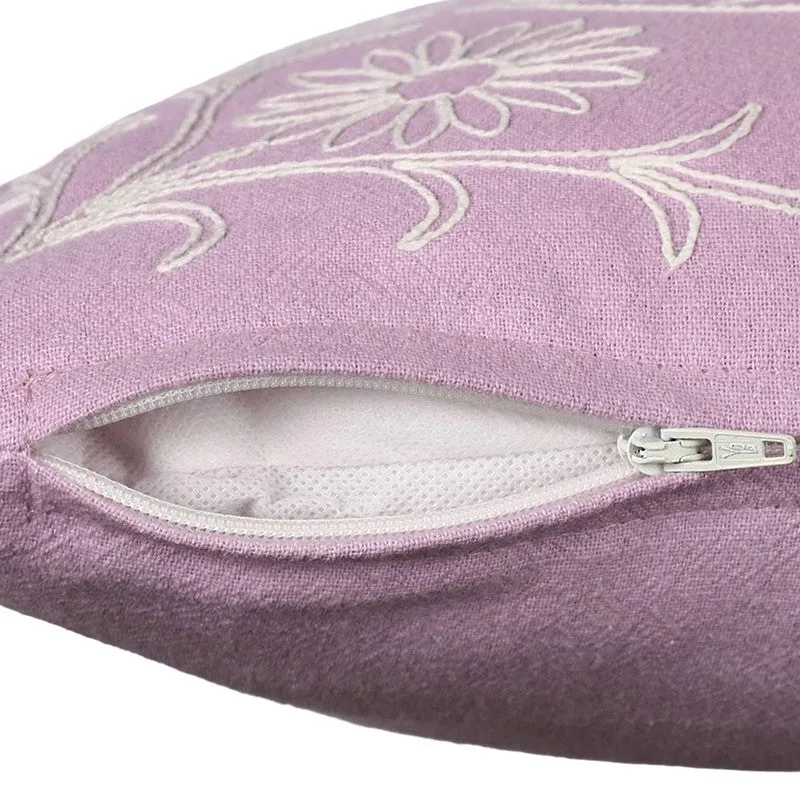 Floral Elegance Cotton Cushion Cover (Purple) - Set of Two media 5
