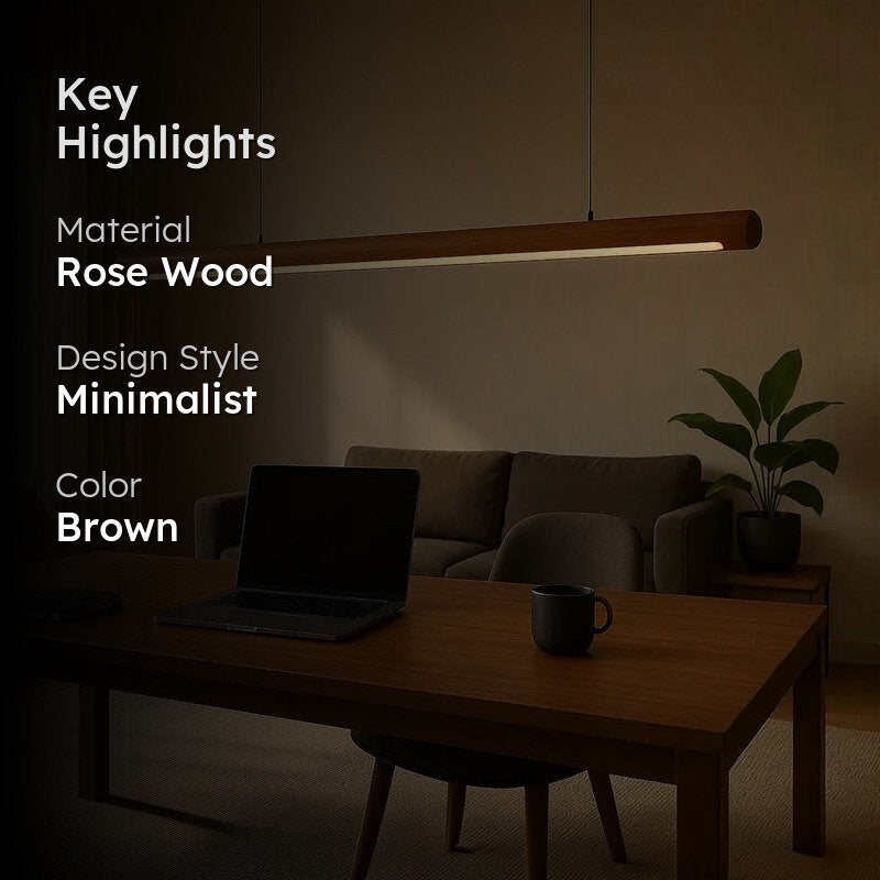 Cylindrical Rose Wood LED Pendant Lamp media 2