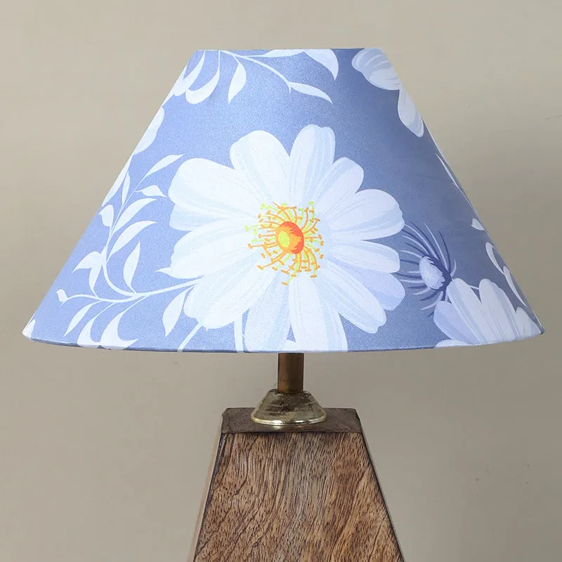 Daisy Blooms Obelisk Printed Mango Wood Table Lamp - White,Blue,Brown media 5