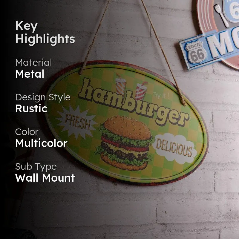 Fresh & Delicious Hamburger Metal Wall Accent media 2