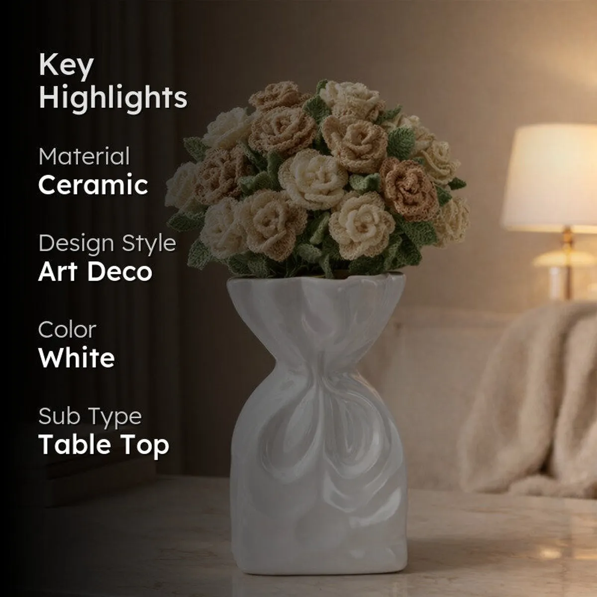 Gildora Ceramic Vase - White - 2