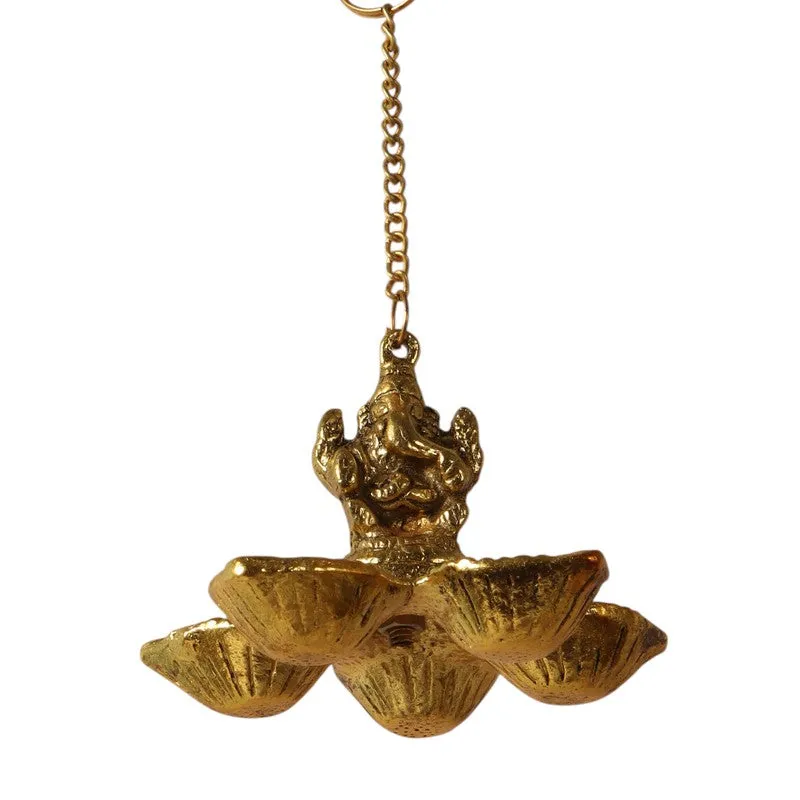 Vighnaharta Hanging Diya - Gold media 6