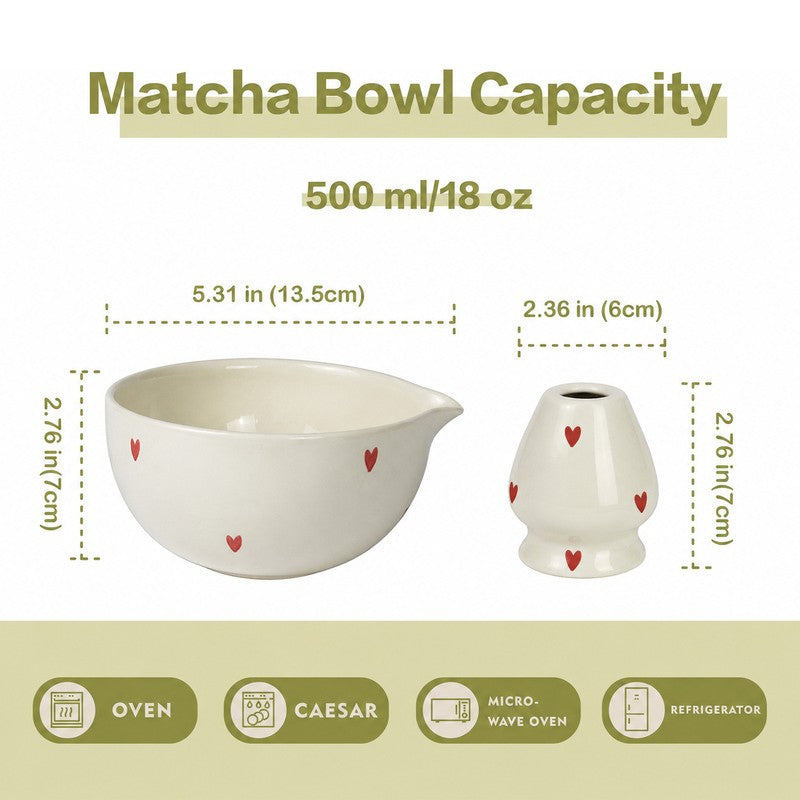 Kokoro Ceramic Matcha Bowl & Whisk Holder Set (450 mL) - Two Piece Set media 8