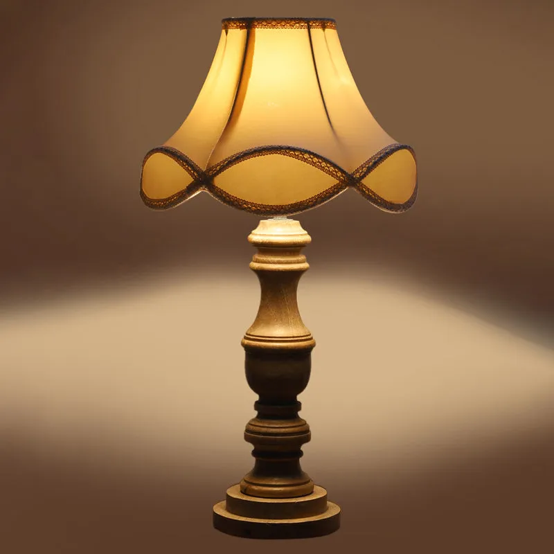 Valencia Arc Carve Wooden Table Lamp - Off White,Brown media 5