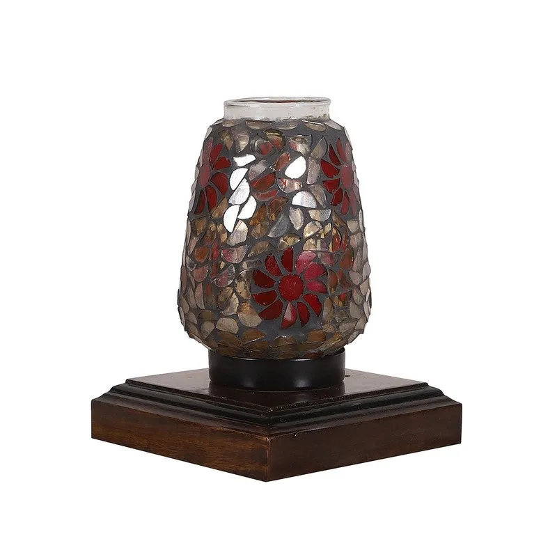 Lumivora Mosaic Glass Table Lamp With Wooden Base - Multicolor media 5
