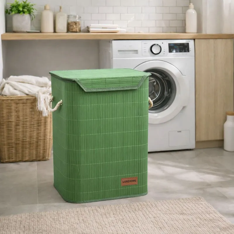 Strap Bamboo Laundry Basket - Green media 4