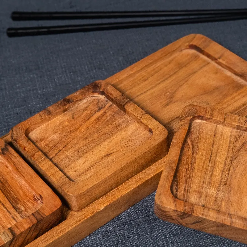 Trinity Wood Sectioned Serving Platter - Four Piece Set media 9
