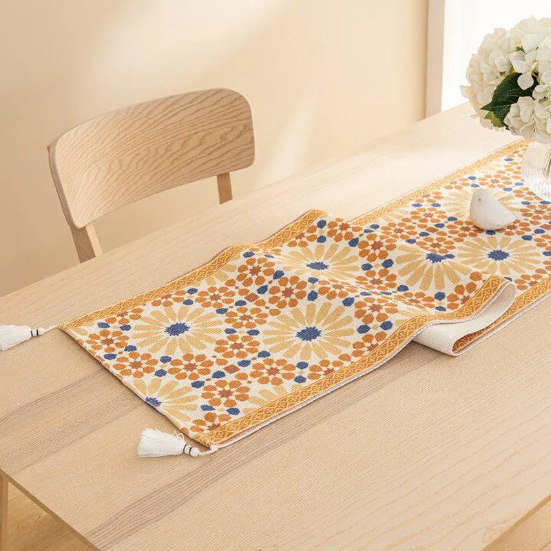 Cindra Handwoven Tasseled Cotton Table Runner media 4