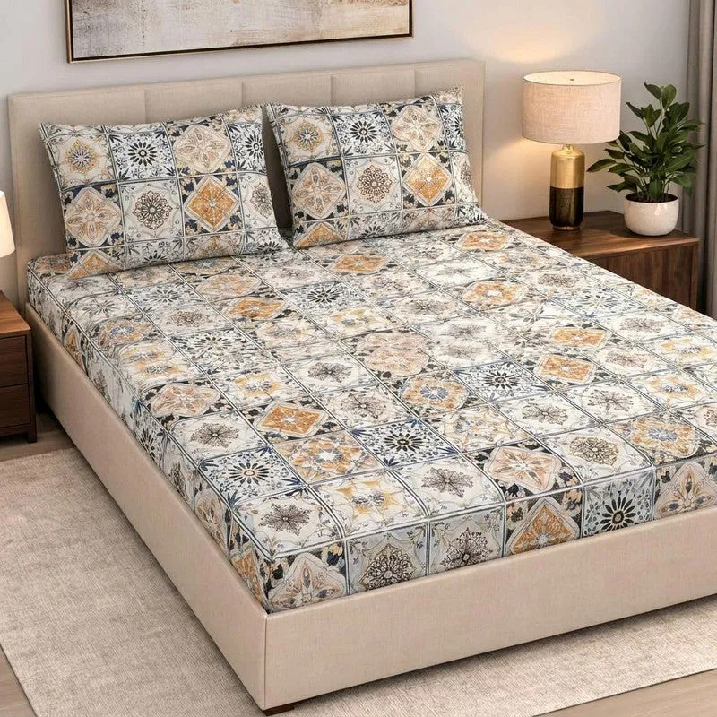 Blori Cotton Bedsheet - 300 TC media 1