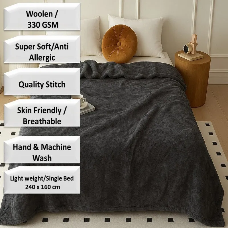 Solida Wool Blankets (Charcoal) - 330 GSM media 8