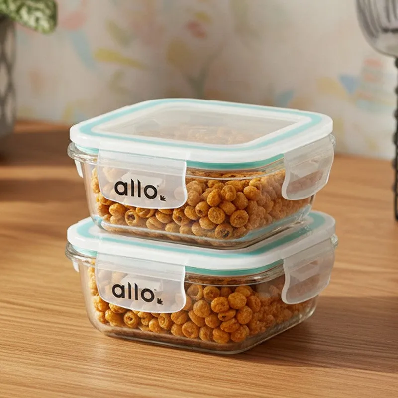Oliva Square Glass Storage Container (320 ML) - Set Of Two media 3
