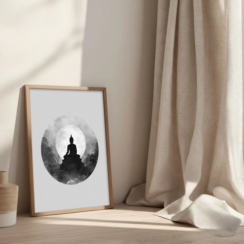 Eclipse of Peace Buddha Wall Painting With Brown Frame media 3