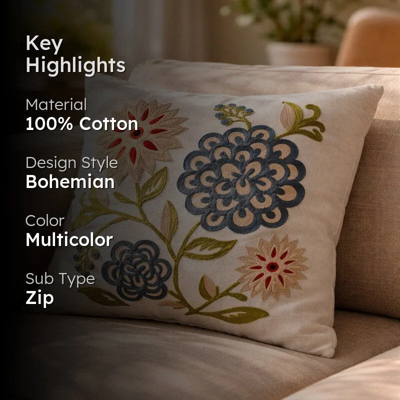 Embro Petals Cotton Cushion Cover media 2