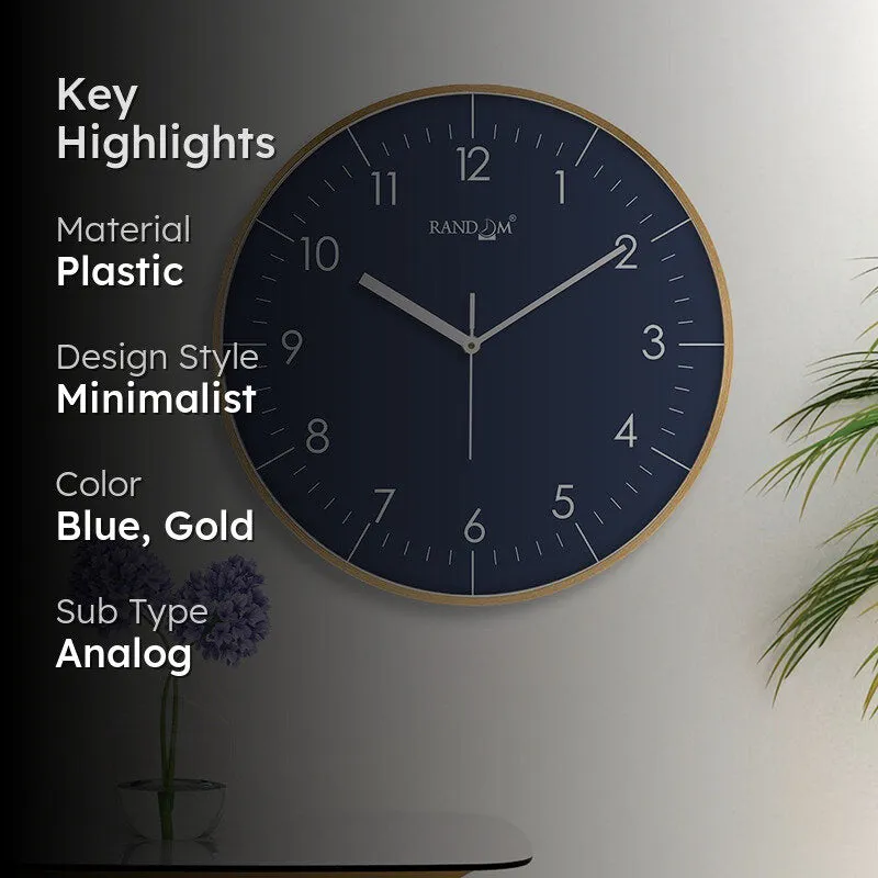 Benot Gold Analog Wall Clock - Blue & Gold media 2