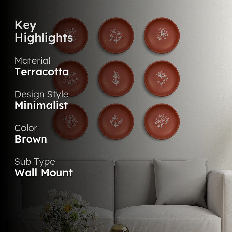 Botanical Terracotta Wall Plate - Set Of Nine media 2