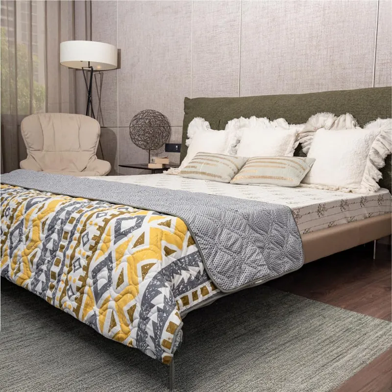 Urban Space New York Reversible Dohar (Yellow, Grey) - 120 GSM media 1