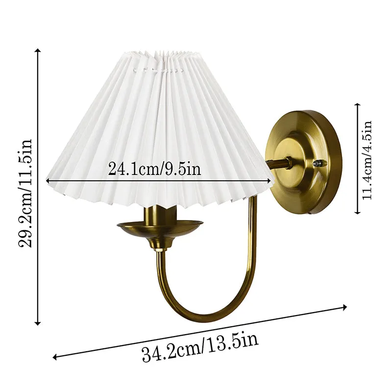 French Pleat Metal Wall Lamp - Gold & White media 5