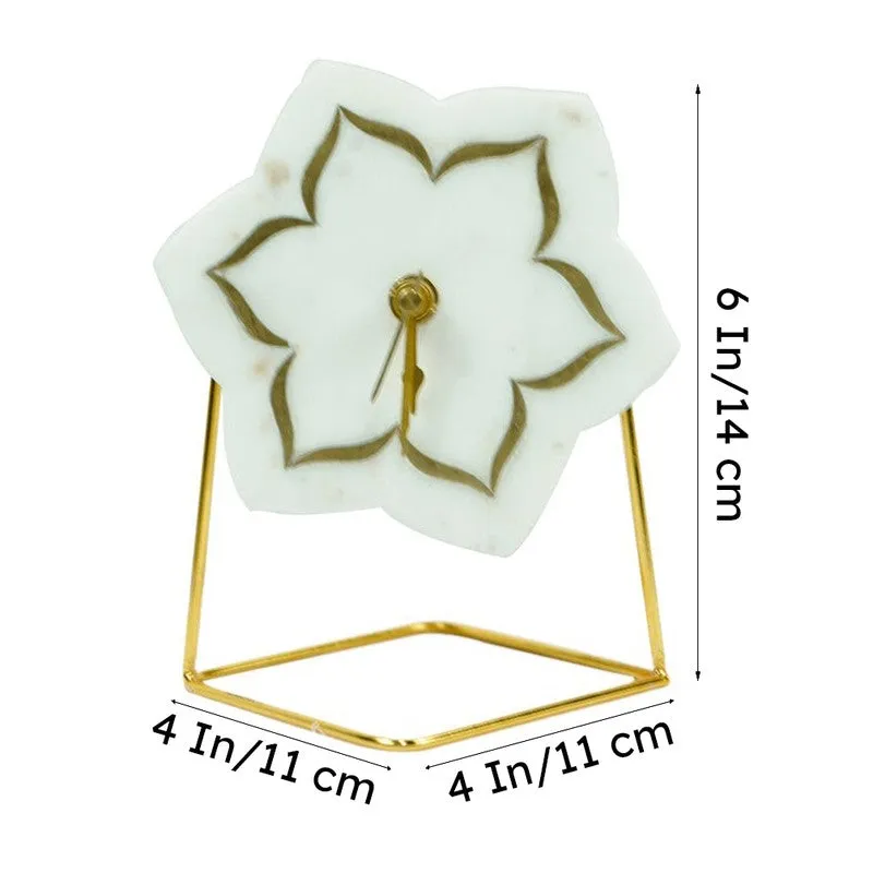 Florale Marble Table Clock With Brass Inlay media 9