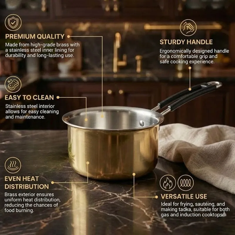 Dipora Brass Sauce Pan - 1400 ML media 6