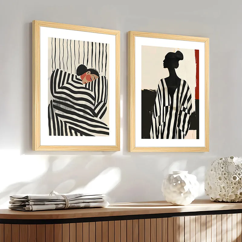 Striped Femme Wall Art With Frame - Set Of Two media 6