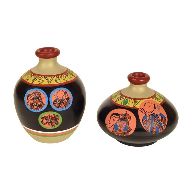 Nuria Tribal Terracotta Vase - Set Of Two media 3