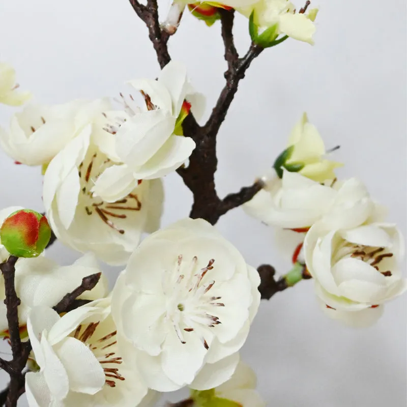 Artificial Decorative Plum Blossom Flower Stick (White) - Set of Two media 5