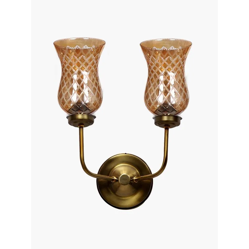 Honey Glow Twin Amber Glass Wall Lamp media 6