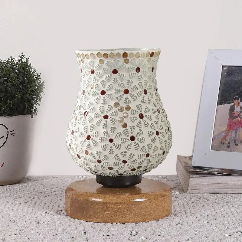 Arvyn Mosaic Glass Table Lamp With Wooden Base - Multicolor media 4