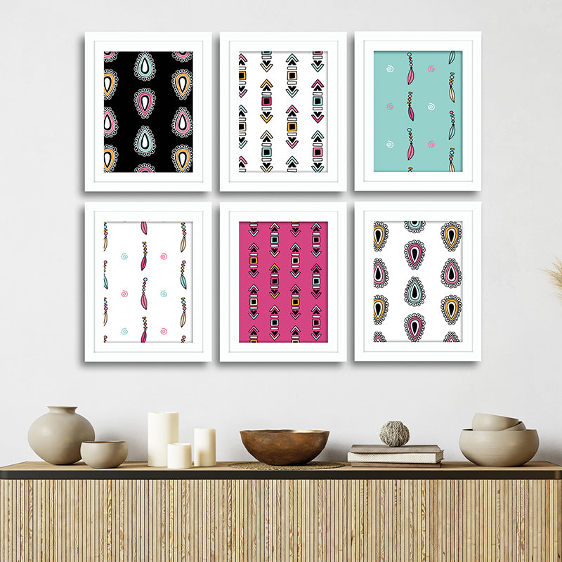 Modern Motifs Wall Art With Frame - Set Of Six