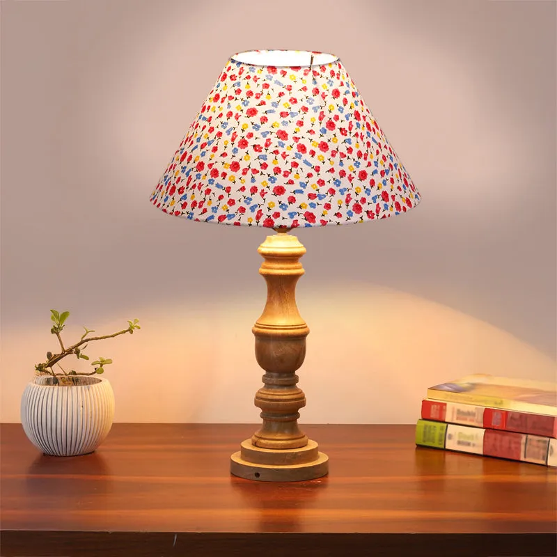 Fleura Cone Carve Wooden Table Lamp - Multicolor media 2
