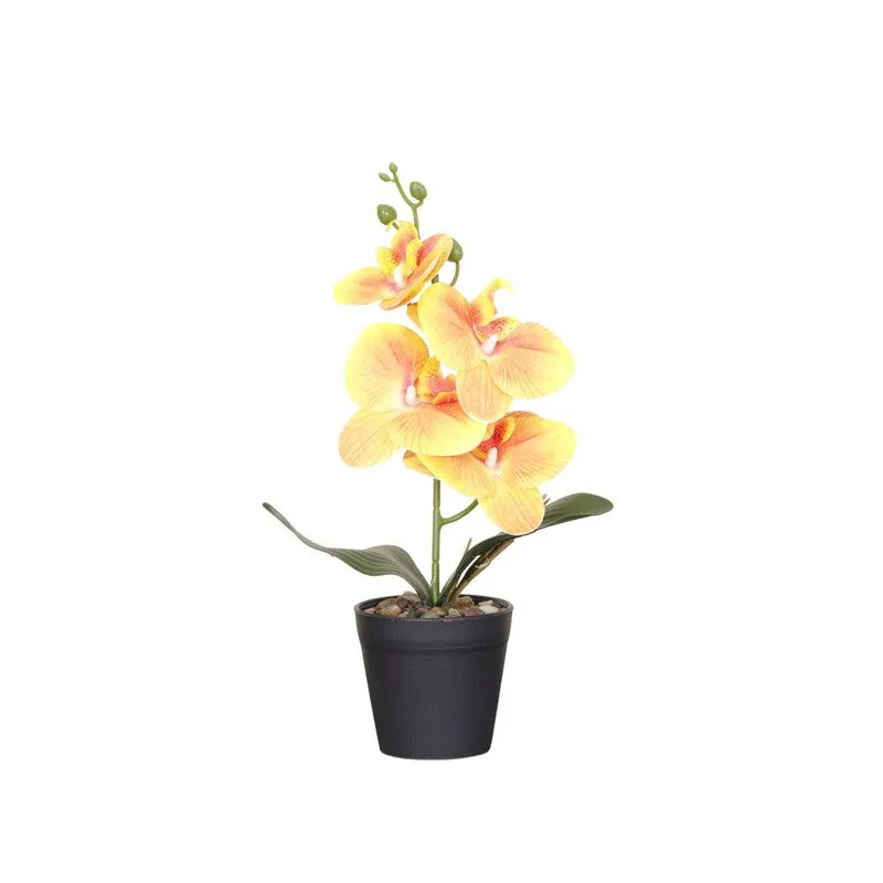 Artificial Orchid Flower Plant With Fiber Pot (Yellow) - 1 Feet media 3
