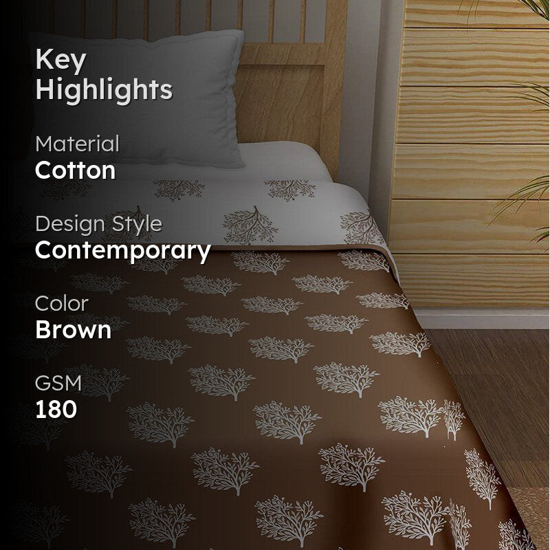 Paalki Reversible Cotton Dohar (Brown)  - 180 GSM media 2