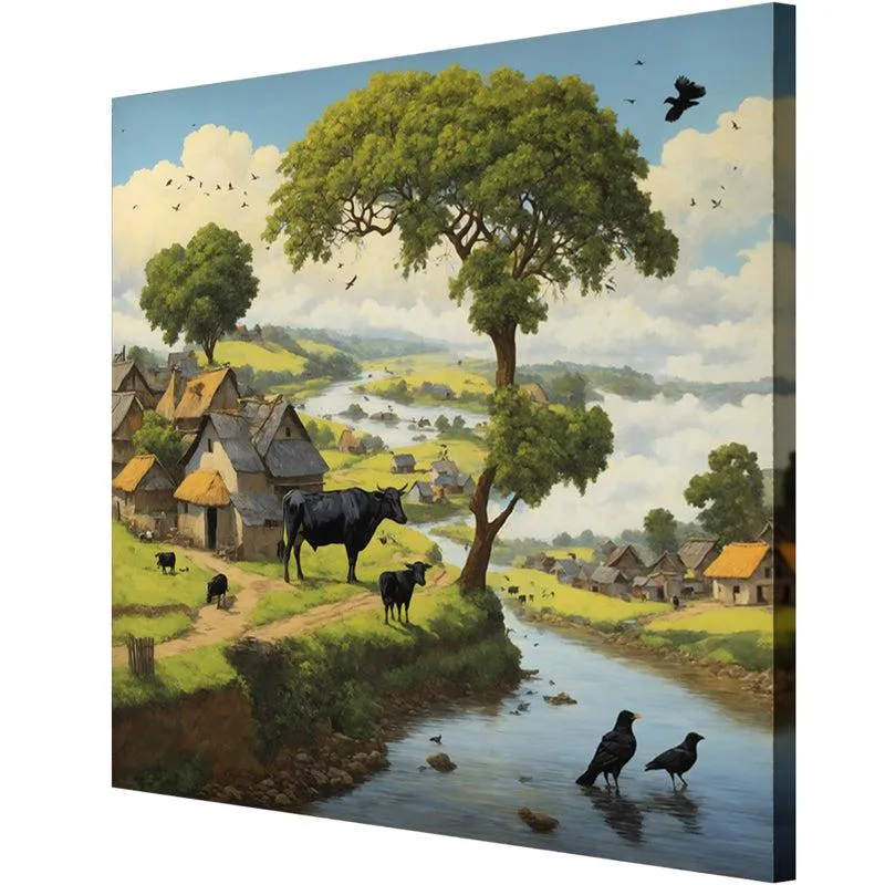 Riverside Village Charm Wall Painting media 5