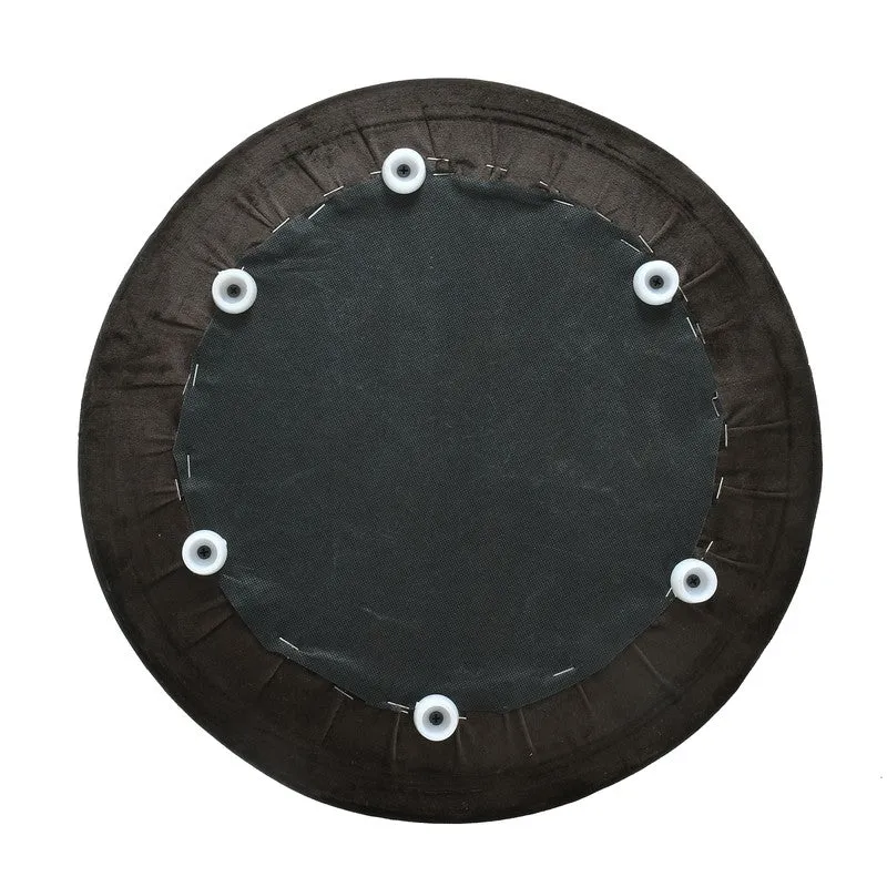 Dualtone Solid Velvet Pouffe - Grey & Coffee media 5