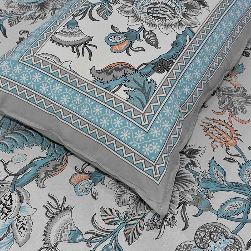 Posy Revelry Cotton Bedsheet (Navy) - 180 TC media 3