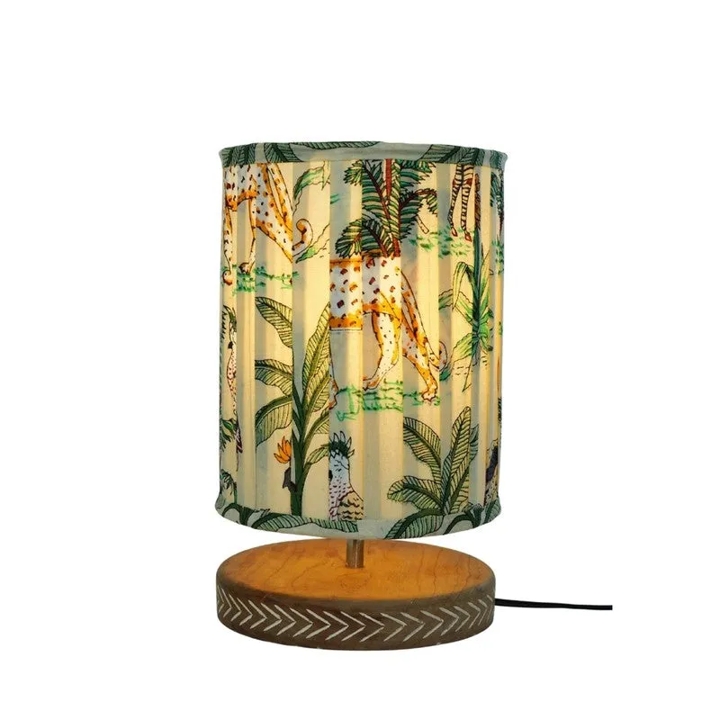 Greenwild Cotton Table Lamp With Wooden Base - OffWhite media 4