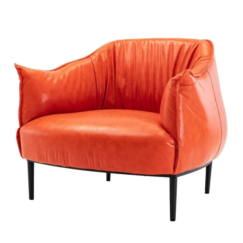 Elvora Neem Wood Accent Chair - Orange media 3